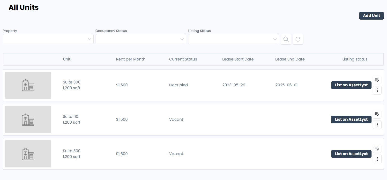 1-click list property on assetlyst website